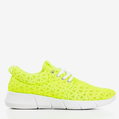 Neon green women's sports shoes with Troye patterns - Footwear 1