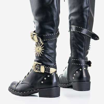 Black boots with gold ornaments Antanasia - Footwear