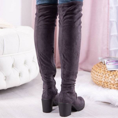 OUTLET Gray boots on a higher post Moccalinea - Footwear