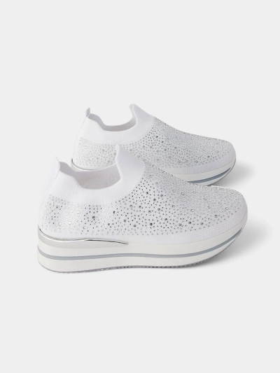 Royalfashion Women's slip-on fabric sports shoes with rhinestones Adeq
