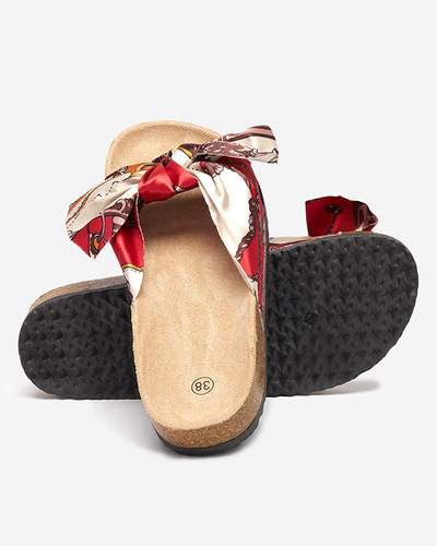 Women's red slippers with a fashionable fabric upper Laneso - Footwear