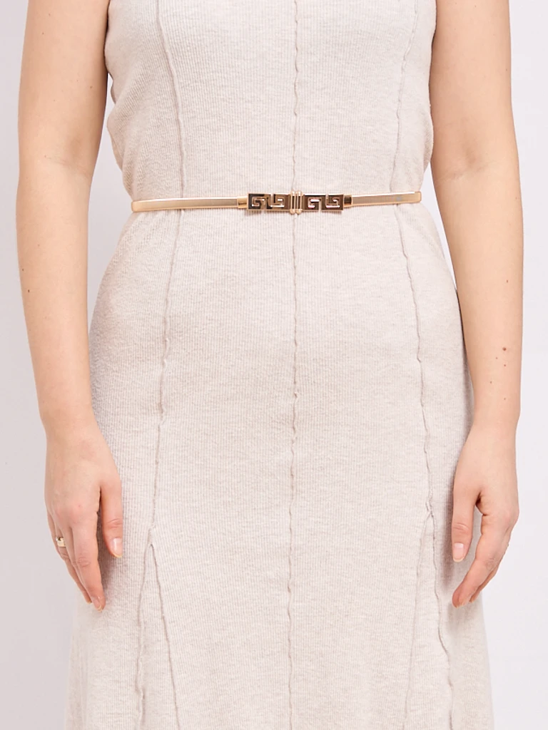 Golden metal women's belt Minerva Elegante with Greek motif, 64-100 cm