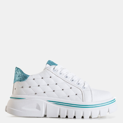 Белые женские кроссовки с зеленой вставкой Jemen