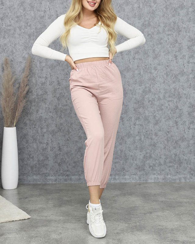 Pink fabric pants for women - Clothing