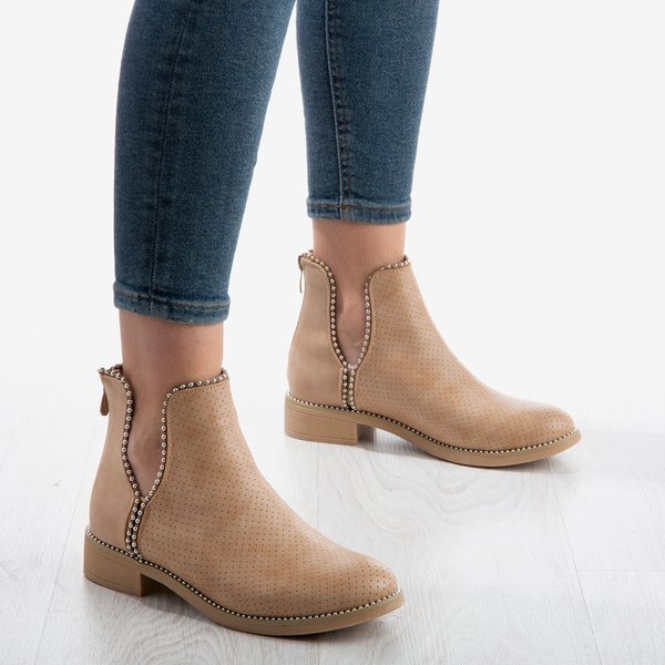 Beige boots with cut-out Schannon - Footwear 1