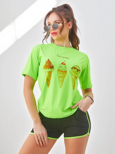 Royalfashion Women's sports set with t-shirt and shorts Ice Cream