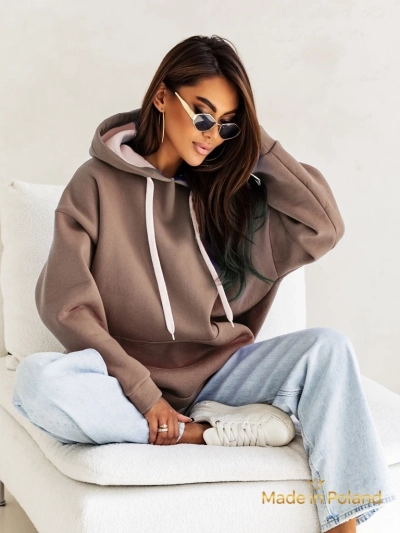 Women's Brown Long Sleeve 'Kapuśniak Leonida' Sweatshirt