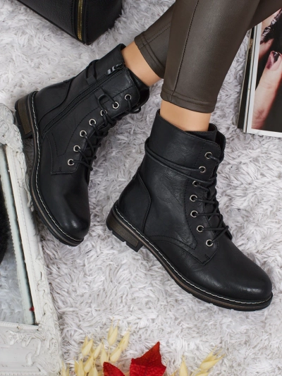 Eco-leather laced women's ankle boots Ravonna