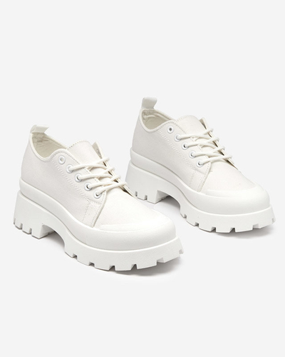 OUTLET Women's white lace-up shoes Rozia - Footwear