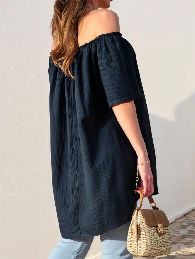 Royalfashion Cotton women’s blouse inspired by the Spanish style with decorative buttons