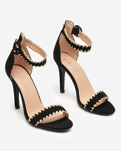 OUTLET Black women's sandals on a high heel Kemisooa - Footwear