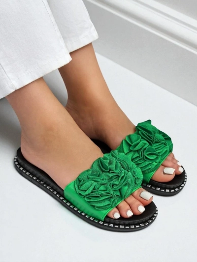 Royalfashion Women's flat sole slippers Flora Verde