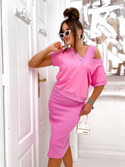 Royalfashion Sieviešu komplekts ar topu, kas atklāj, un kleitu līdz ceļgaliem