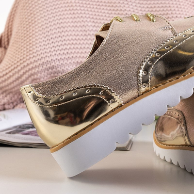 OUTLET Gold women's lace-up shoes Narvi - Footwear