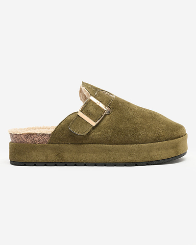 Royalfashion Women's slippers with sheepskin and buckle Kajis