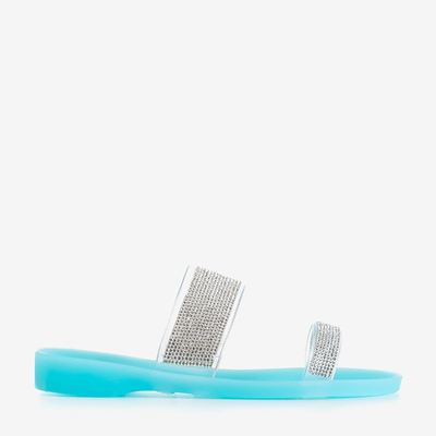 Blue women's rubber flip-flops with zircons Niuci - Footwear