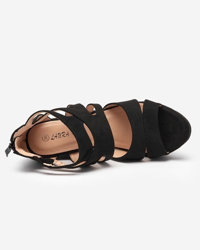 OUTLET Black women's sandals on a wedge Amroksi - Footwear