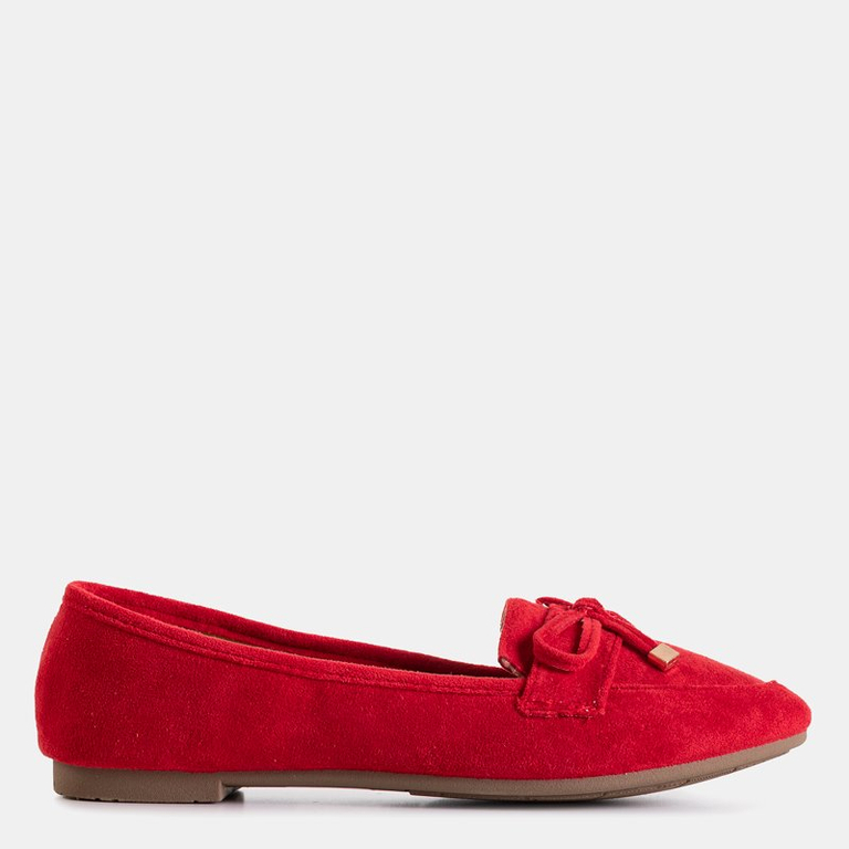 Red women's moccasins with a bow Gasioa - Shoes