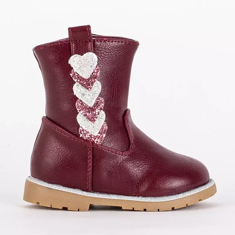 OUTLET Maroon girls' boots with decorative upper Nokimi- Footwear