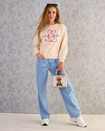 Royalfashion Sieviešu kokvilnas džemperis ar plānu apdruku