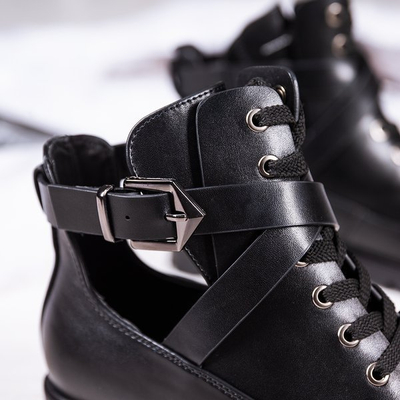 Black boots with flat heels Locca - Footwear 1