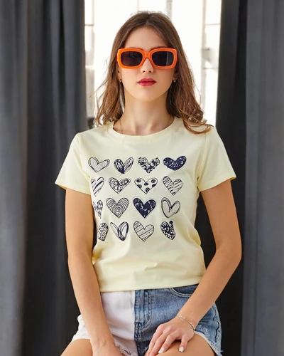Royalfashion Women's Cotton T-shirt A lot of Hearts
