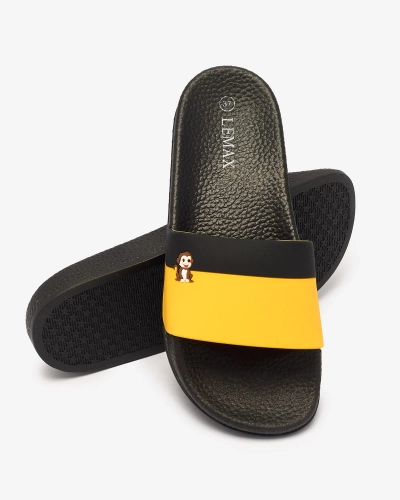 Royalfashion Dzelteni melnas un dzeltenas gumijas džinsu biksītes Lierigs