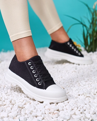 Royalfashion Черные женские кроссовки на платформе Spollero