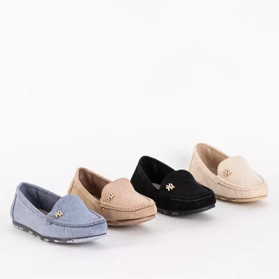 OUTLET Women's beige eco-suede moccasins with Pixila decoration - Footwear