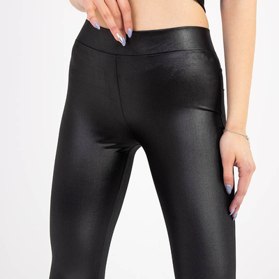 Women's black eco-leather treggings - Clothing