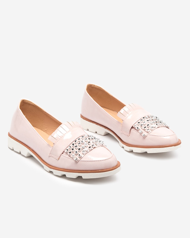 Pink lacquered loafers with fanreso jets - Footwear