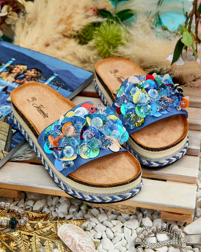 Royalfashion Women's Loassa rhinestone flip-flops