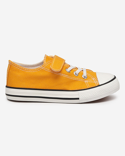 Mustard sneakers for girls with Velcro Finso - Footwear
