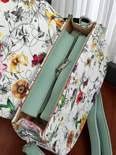 Royalfashion Valiz pou fanm an po ekolojik avèk motif flè Ori Elle