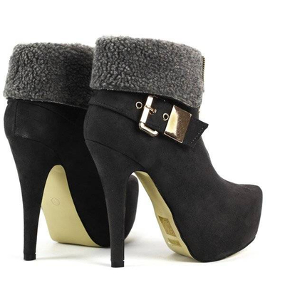 OUTLET Suede Booties Pin with sheepskin - Shoes