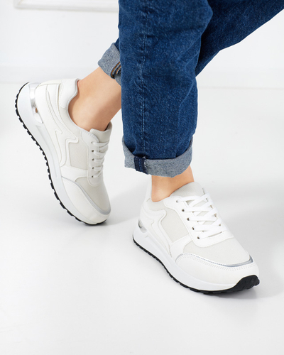 OUTLET Pastel women's white sports shoes by Delani - Footwear