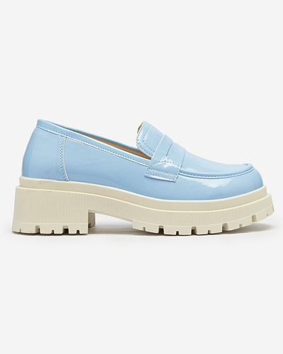 Royalfashion Синие лакированные мокасины для женщин Noppel
