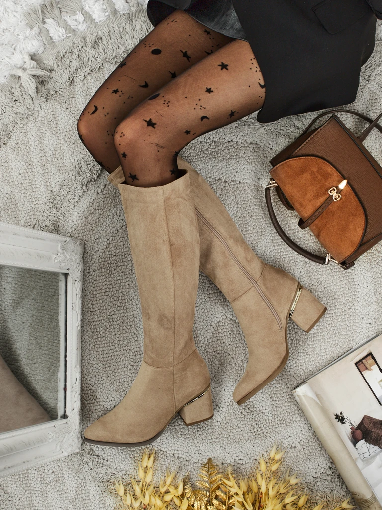 Women's Eco-Suede Block Heel Boots Niefio