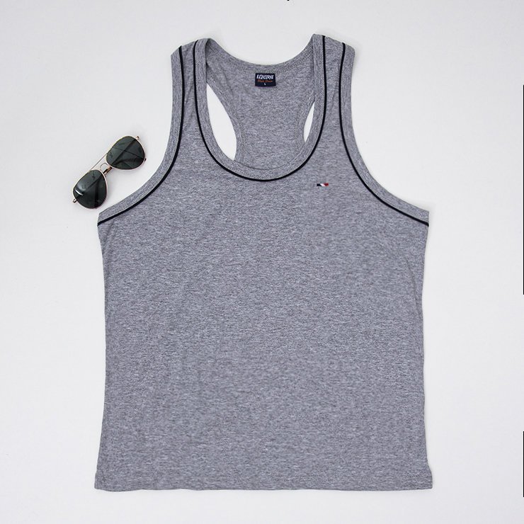 Cotton grey men's sleeveless T-shirt - Clothing