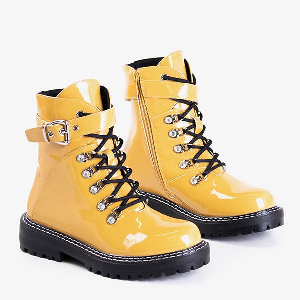 Żółte lakierowane workery Almelo - Obuwie