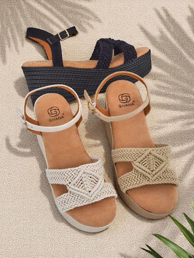 Royalfashion Sieviešu pītas platformas sandales Sunny Day