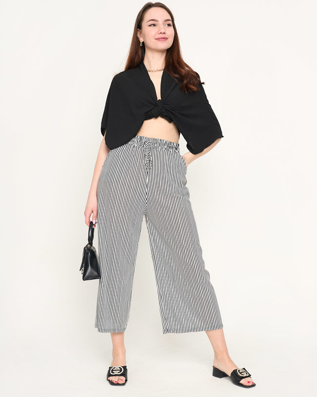 Women's white striped fabric trousers - Clothing