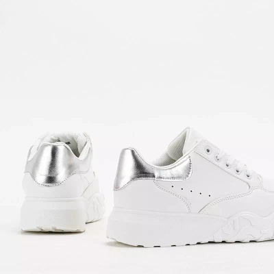 OUTLET Women's white sports shoes with a silver Abi insert - Footwear