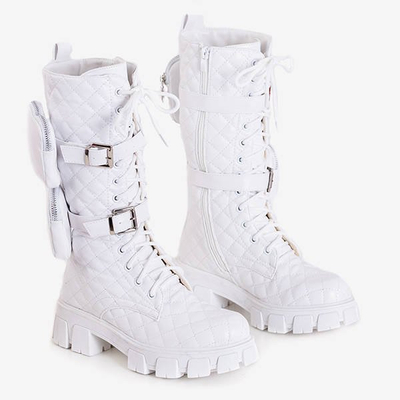 White low boots with quilted upper Tepani - Footwear