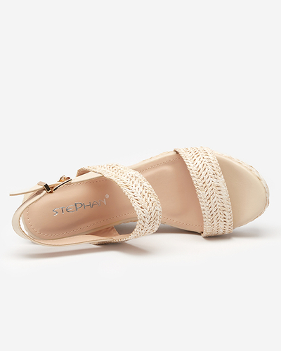 Beige women's sandals a'la straw braided Merisad - Footwear