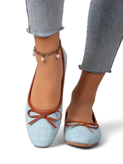 Royalfashion sieviešu baleta kurpes ar mirdzumu un loku Aramie