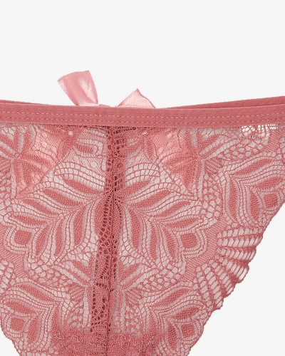 Dark pink lace thong panties for women - Underwear