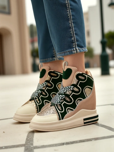 Royalfashion High women's sports shoes with hidden wedge Oblaffi