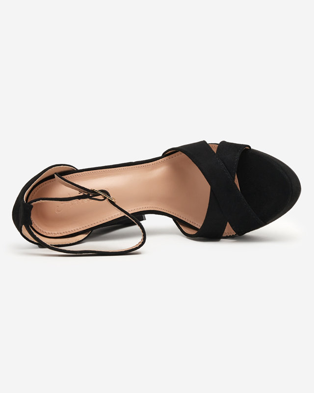 OUTLET Black women's sandals on a higher post Ivesjo - Footwear