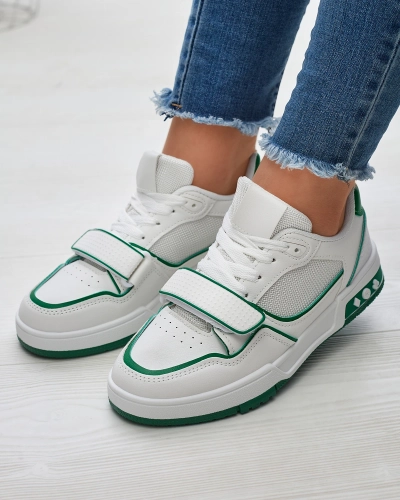 Women's sports sneakers in white and green color Xirrat- Footwear